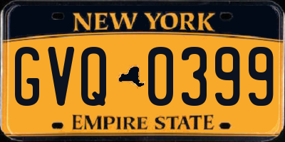 NY license plate GVQ0399