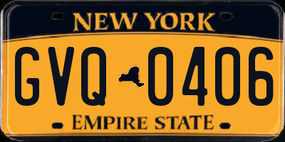 NY license plate GVQ0406