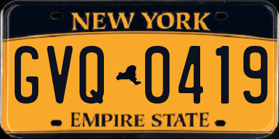 NY license plate GVQ0419