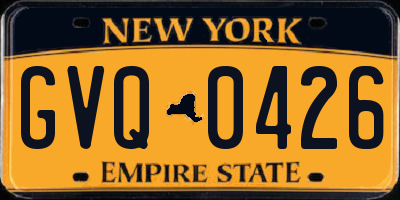 NY license plate GVQ0426