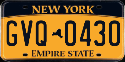 NY license plate GVQ0430