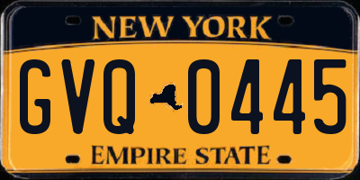 NY license plate GVQ0445