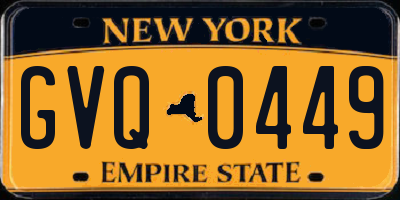NY license plate GVQ0449