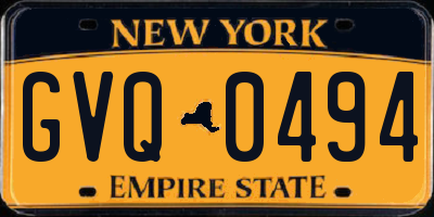 NY license plate GVQ0494