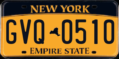 NY license plate GVQ0510