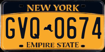NY license plate GVQ0674