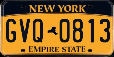 NY license plate GVQ0813
