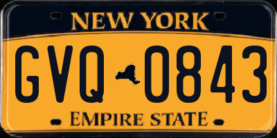 NY license plate GVQ0843