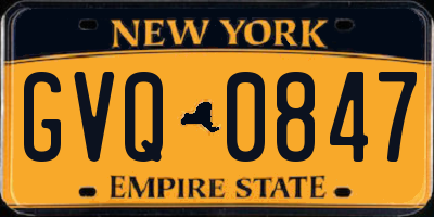 NY license plate GVQ0847
