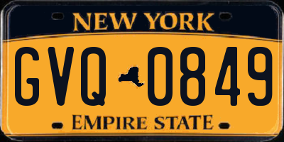 NY license plate GVQ0849