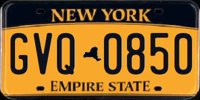 NY license plate GVQ0850