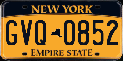 NY license plate GVQ0852