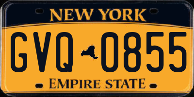 NY license plate GVQ0855