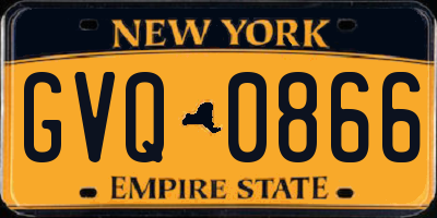 NY license plate GVQ0866