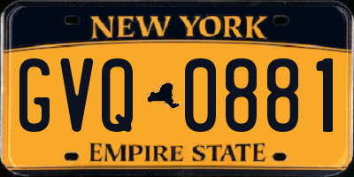 NY license plate GVQ0881