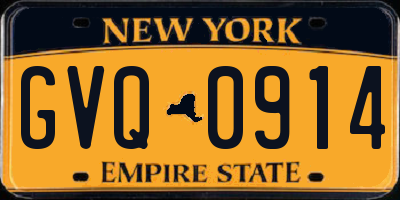 NY license plate GVQ0914