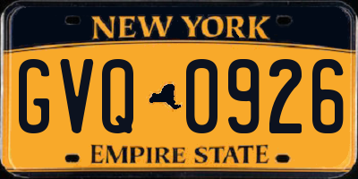 NY license plate GVQ0926