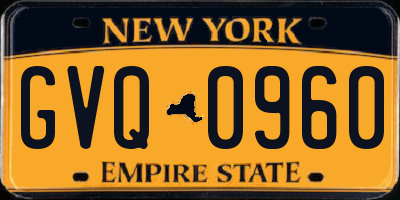 NY license plate GVQ0960