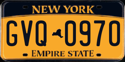 NY license plate GVQ0970