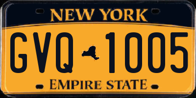 NY license plate GVQ1005