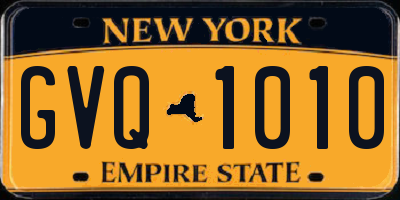 NY license plate GVQ1010