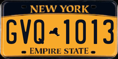 NY license plate GVQ1013