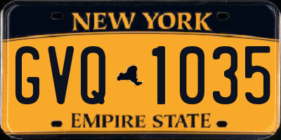 NY license plate GVQ1035