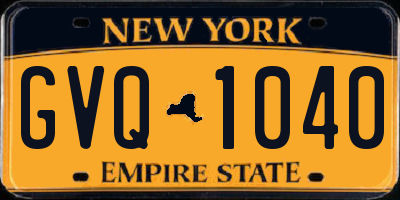 NY license plate GVQ1040