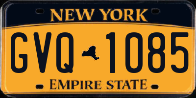 NY license plate GVQ1085