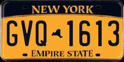 NY license plate GVQ1613