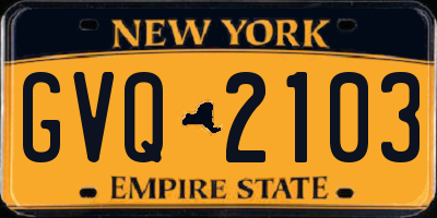 NY license plate GVQ2103