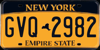 NY license plate GVQ2982
