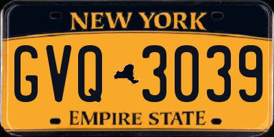 NY license plate GVQ3039