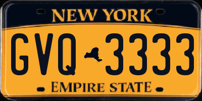 NY license plate GVQ3333