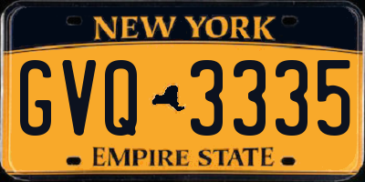 NY license plate GVQ3335