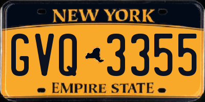 NY license plate GVQ3355