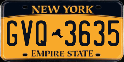 NY license plate GVQ3635