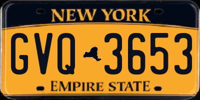 NY license plate GVQ3653
