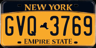 NY license plate GVQ3769