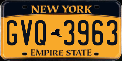 NY license plate GVQ3963