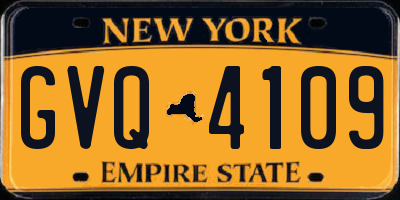 NY license plate GVQ4109