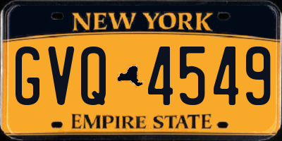 NY license plate GVQ4549