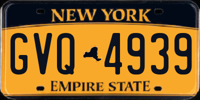 NY license plate GVQ4939
