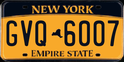 NY license plate GVQ6007