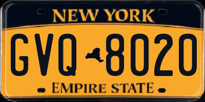 NY license plate GVQ8020