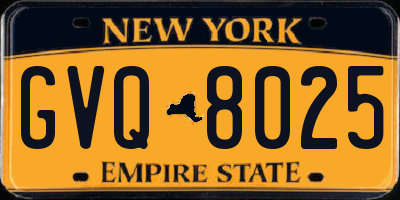 NY license plate GVQ8025