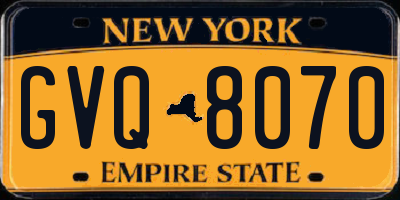 NY license plate GVQ8070