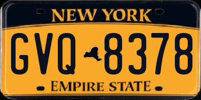 NY license plate GVQ8378