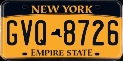 NY license plate GVQ8726