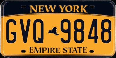 NY license plate GVQ9848